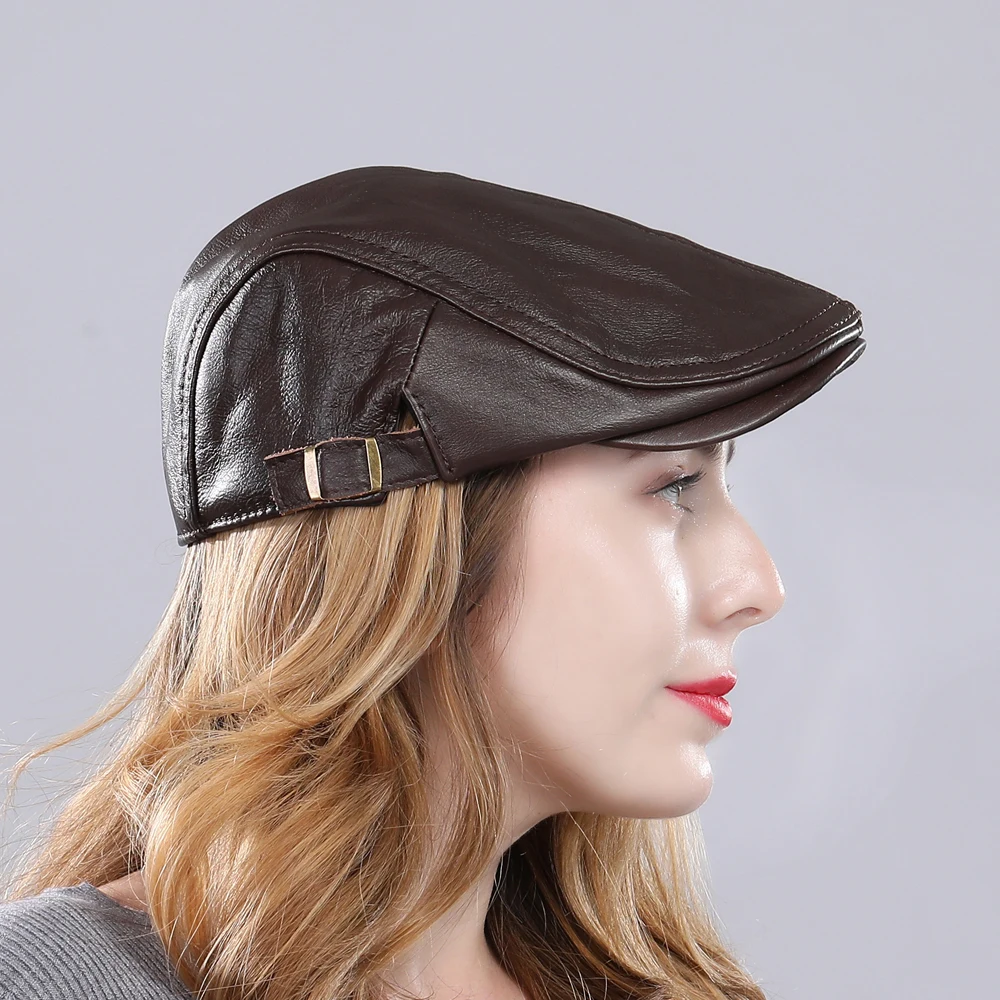 Высококачественная Женская кепка из 100% натуральной овечьей кожи Регулируемая