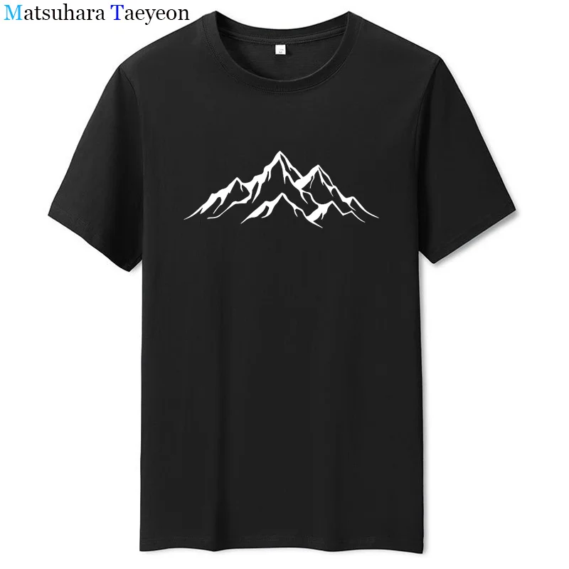 

Cotton Fashion Adventurer's Mountain Climbing Print T Shirt for Men New Crew Neck T-shirt Man Korean Loose Short Sleeve Tee Tops