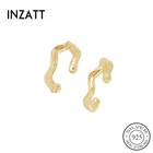 INZATT реальные 925 пробы серебристый неправильной формы клип серьги для женщин вечерние 18K золотые ювелирные изделия в стиле 