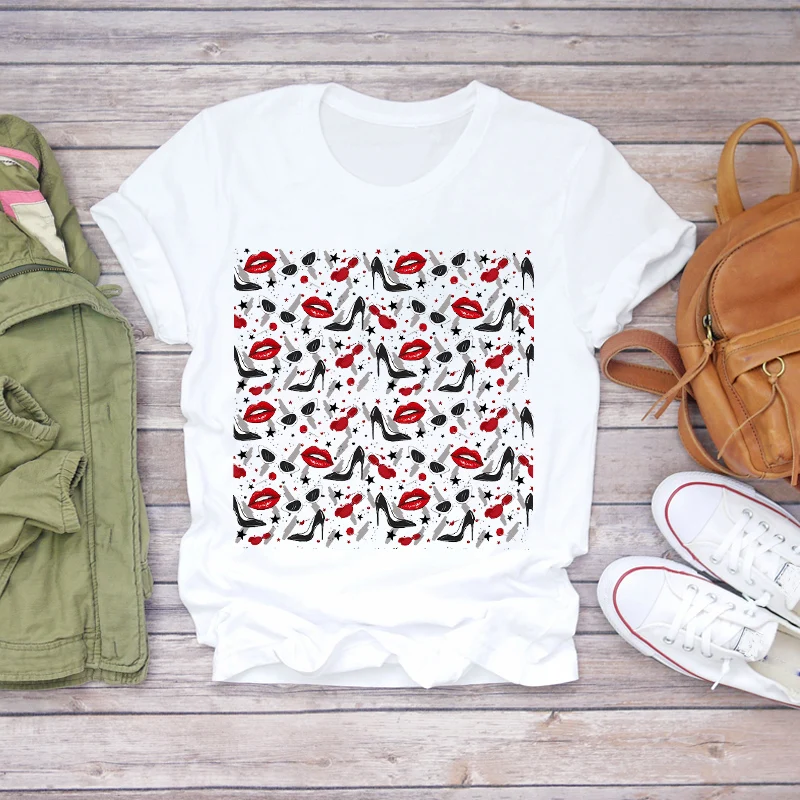 

Women 2020 Summer Fingernail Love Nail Art Womens Graphic Female Tee T-Shirt Cute Lady Fashion Print T-shirts Top T Shirt
