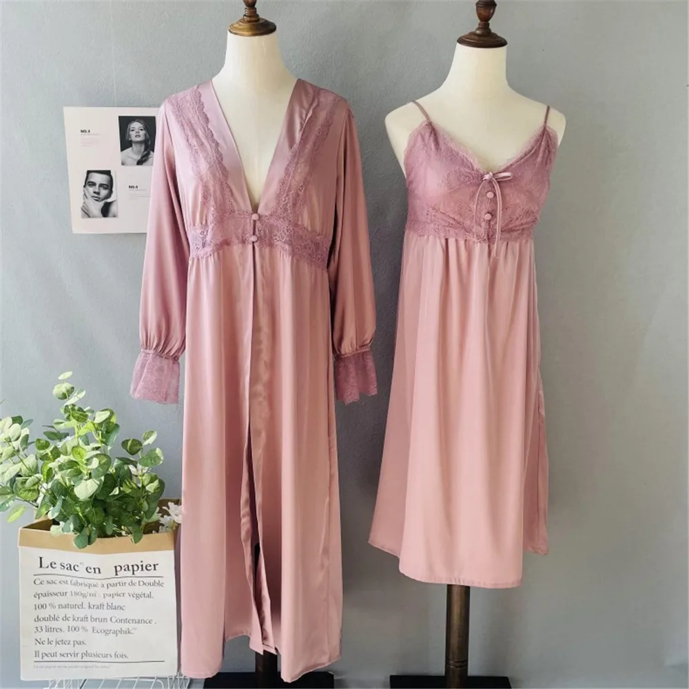 Сексуальный кружевной длинный стильный халат в стиле пэчворк ночная рубашка