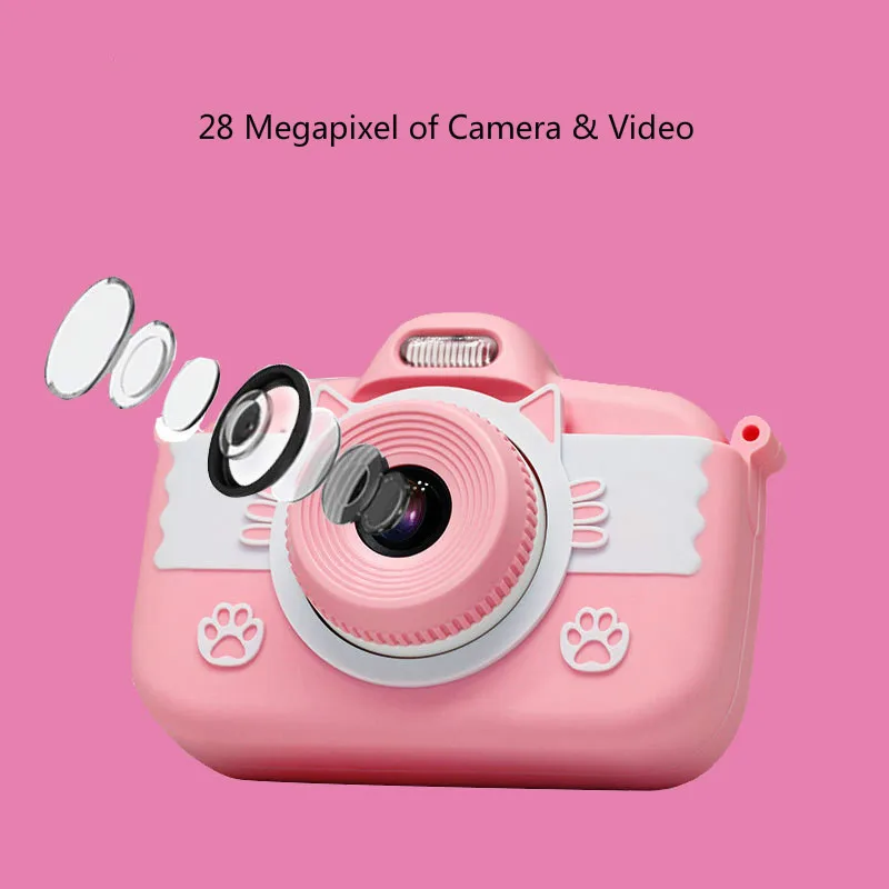 Детская цифровая камера 16G 2800W Передняя Задняя двойная HD 3 0 Сенсорный экран для