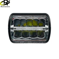 square led headlight 7x6 5x7 high low beam chrome reflector sealed beam replacement with drl for jeep cherokee xj trucks 5x7