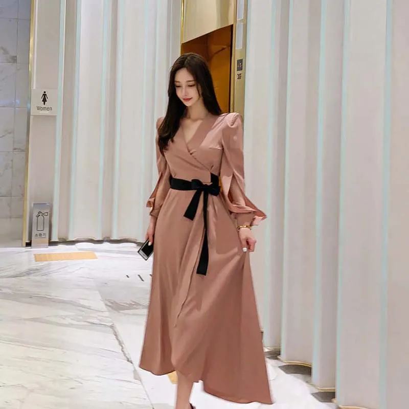 Платье женское свободного кроя CINESSD однотонное офисное платье из полиэстера с