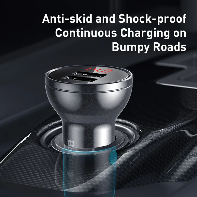baseus all metal dual usb car charger 24w 4 8a fast car usb charger led auto car charging adapter for iphone xiaomi mobile phone free global shipping
