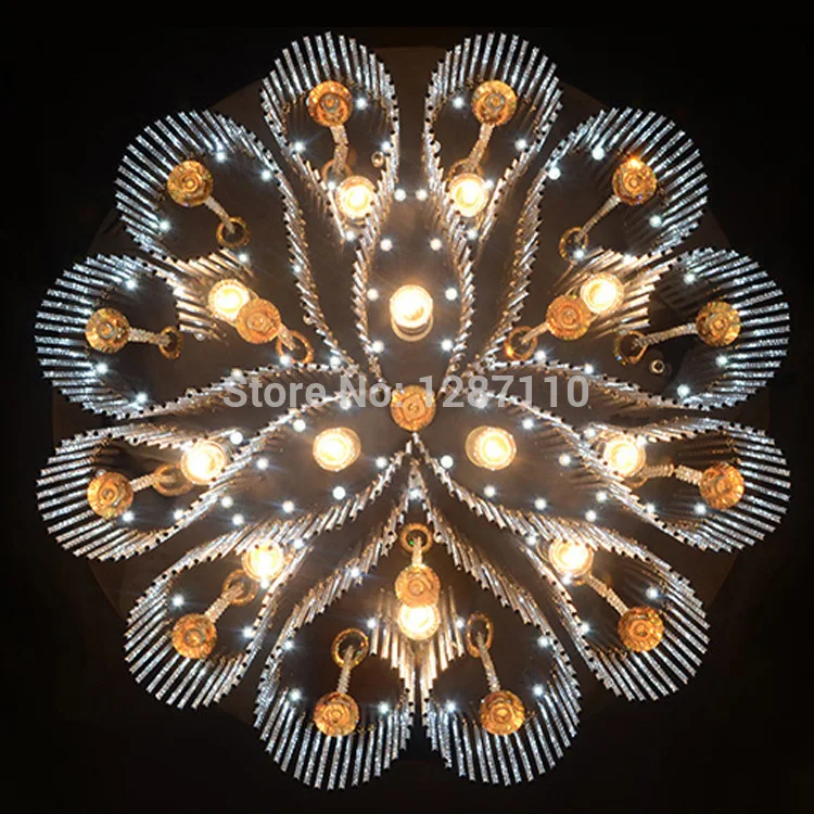 

luxury E14 LED crystal light ceiling crystal light lamp for living room bedroom round LED lamparas de techo with remote control