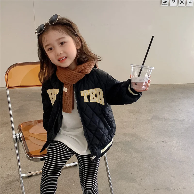 

Girls Coat Jacket Thicken Plus Velvet 2022 Letters Warm Thicken Plus Velvet Winter Cotton Sport Teenagers Children's Clothes