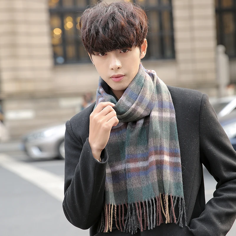 Winter Wool Scarf for Man Tassels Plaid Wool Wraps and Shawls Warm Soft Echarpe Homme Bufanda Hombre Soft Warm Winter Scarves