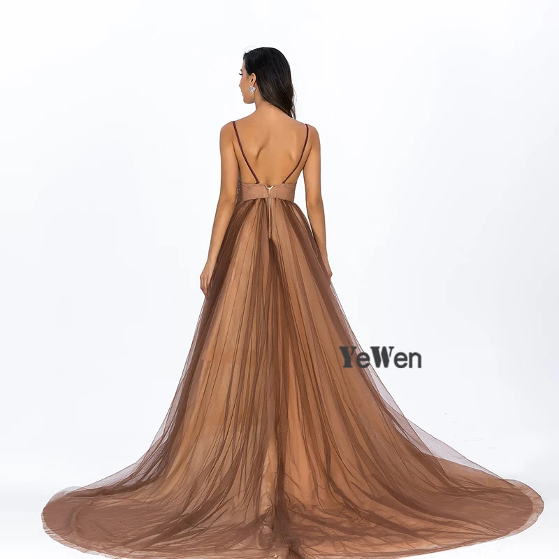 Сексуальное кружевное платье цвета шампанского с глубоким V образным вырезом без