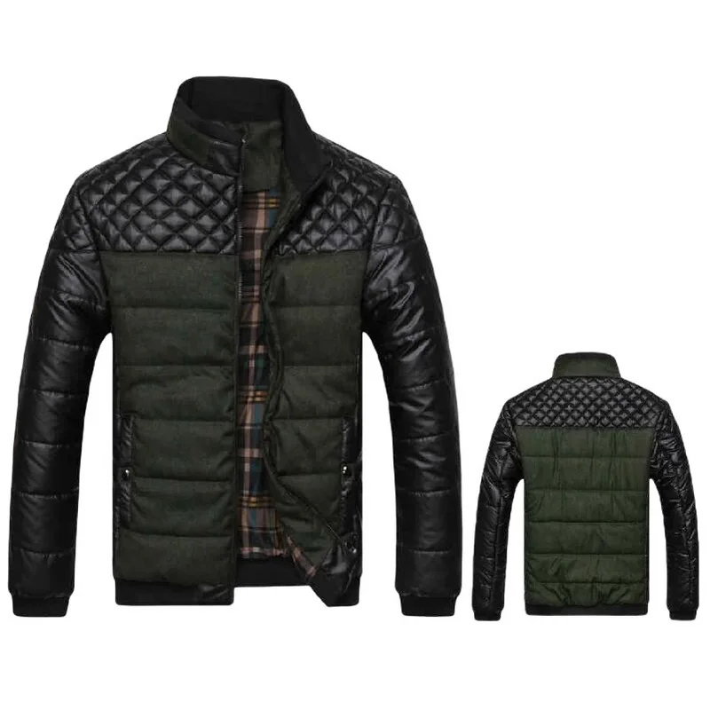 Мужские Зимние Теплые Куртки из искусственной кожи сезон зима-весна Толстые