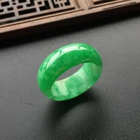 natural green jade stone ring jadeite amulet fashion charm jewelry hand carved crafts gifts for women men