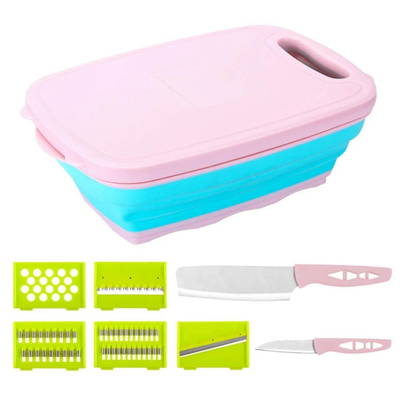 

9 in 1 Kitchen Chopping Block Foldable Cutting Board Creative Cooks Drain Chopper Dicer Slicer Cutter