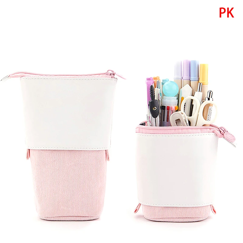

Pencil Cases For Girls Creative Retractable School Stationery Storage Bag Kawaii Solid Color Pen Box Cute Pen Holder Gifts Bag