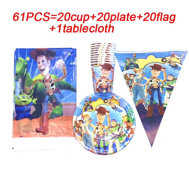 

Cartoon Disney Toy Story Theme Birthday Party Decorations Kids Paper Cup Plate Straws Baby Shower Party Tablecloth Supplies Sets