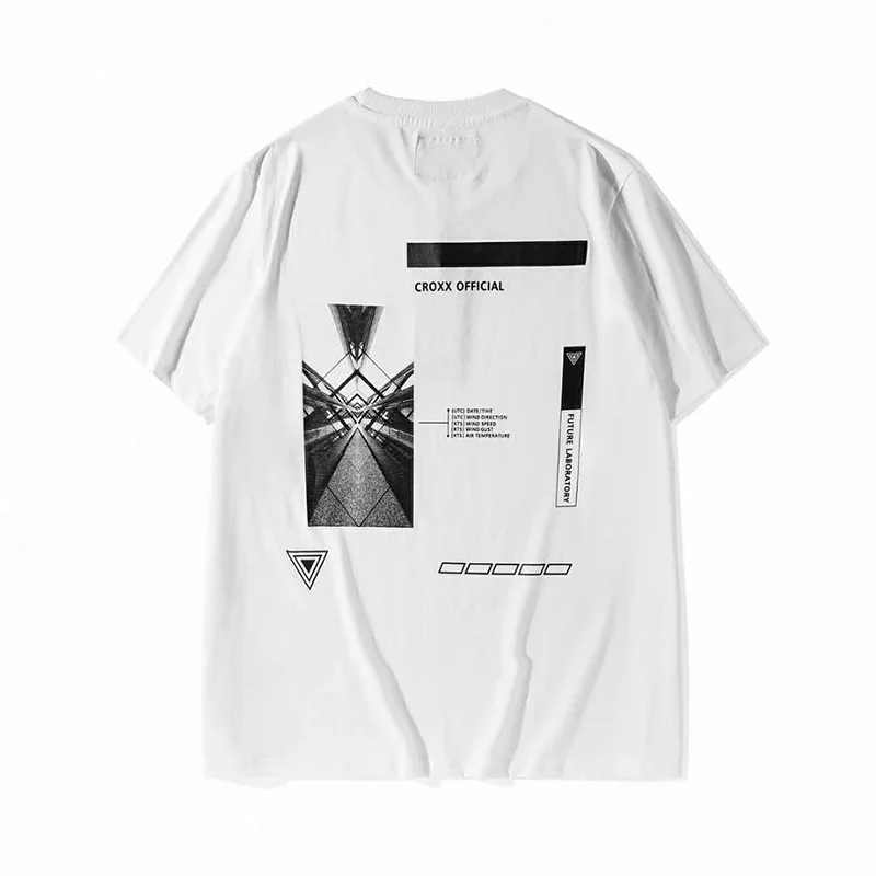 CROXX Techwear Мужская хлопковая футболка с графическим рисунком футуристический