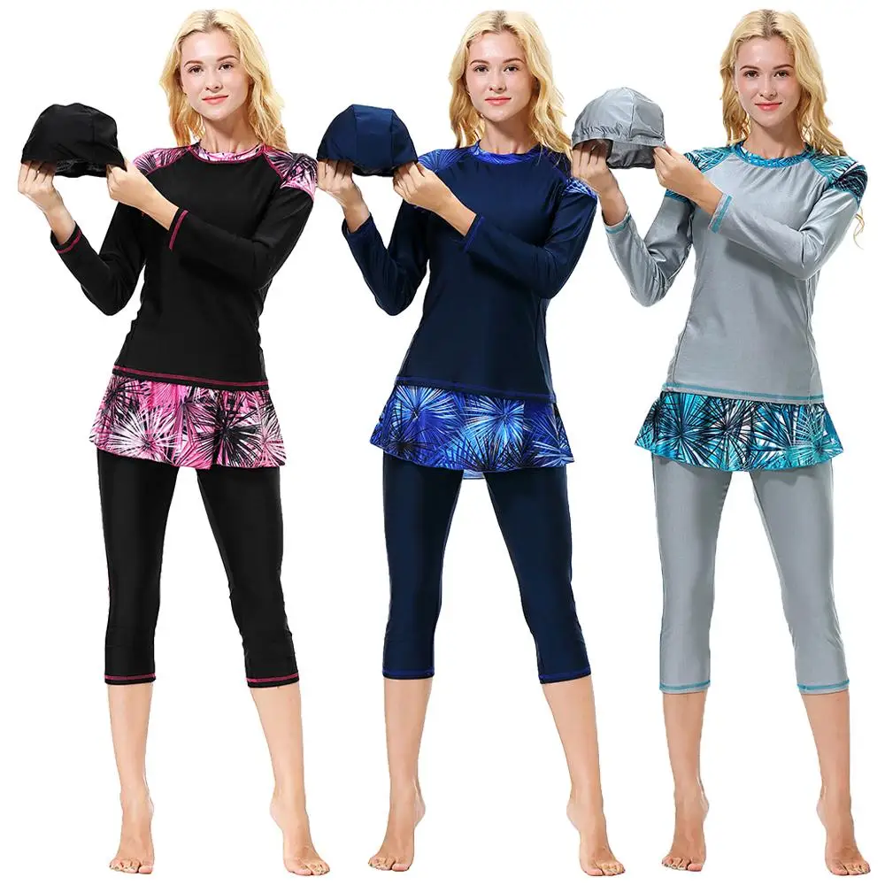 Мусульманский женский купальник 3 шт. Буркини Исламская скромность пляжная