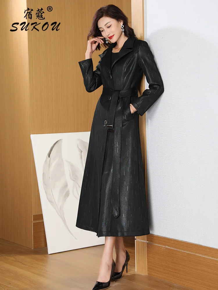 

Black windbreaker women's middle long British style autumn winter 2020 new style high end atmosphere coat woman