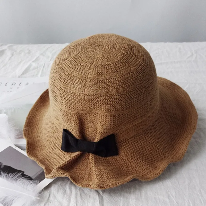 

Sweet Hat For Women Sun New Foldable Sunscreen Along Straw Shade Multicolor Simple Leisure Elegant Summer Charming Hat