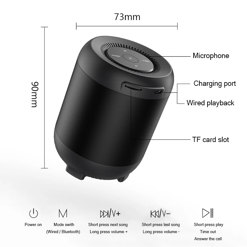 

Bluetooth 5.0 Mini Desktop Speaker with TF Card Playback Wired Play Subwoofer TWS Wireless Loundpeakers Portable Column