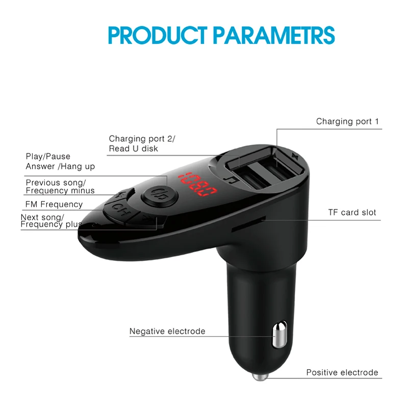 Bluetooth Беспроводной автомобильный набор Handsfree FM передатчик быстрая зарядка Dual USB