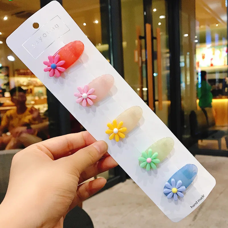 5Pc /Sat New Parent-child cute cartoon colorful style childlike hairpin clip sweet fruit Flower BB clip girl Hair Clips Headwear
