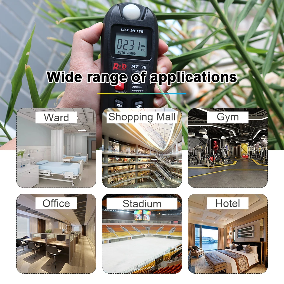 Черный MT30 тестер фотометра для тестирования окружающей среды Люкс метр 0 ~ 200 000lux
