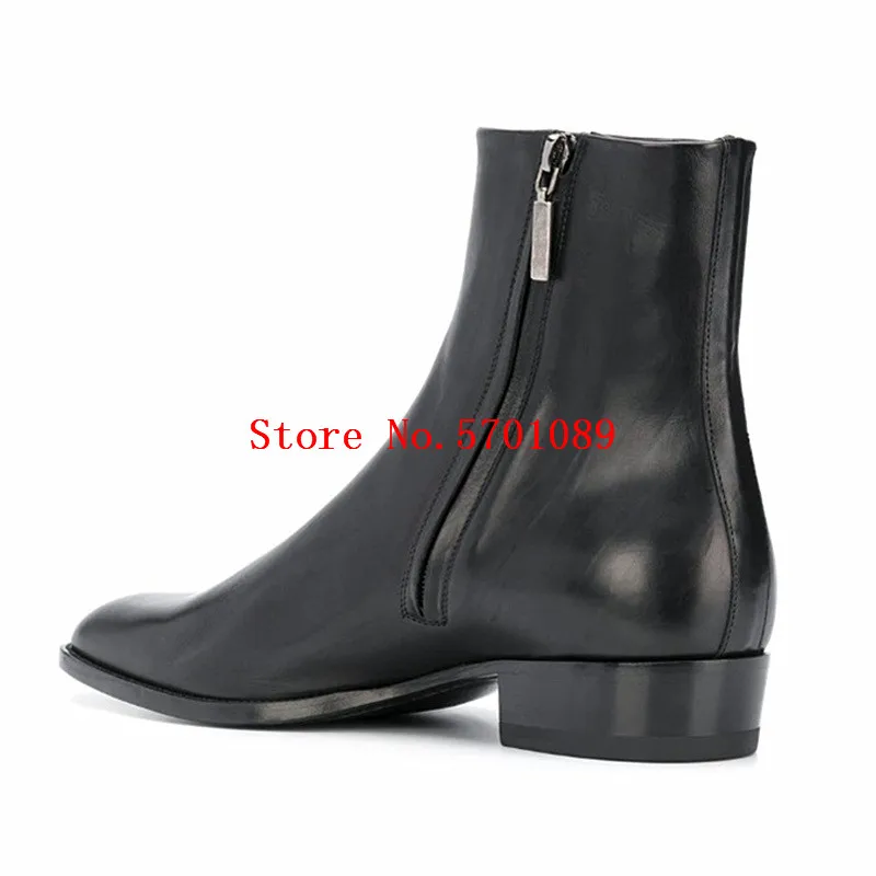 Ботинки Челси Мужские ботильоны из натуральной кожи на молнии сбоку Модные