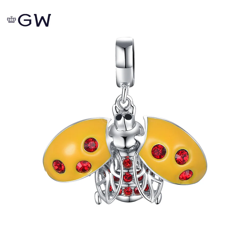 Подвески в виде жука из бусин милые чистого серебра эмалевые подвески животных