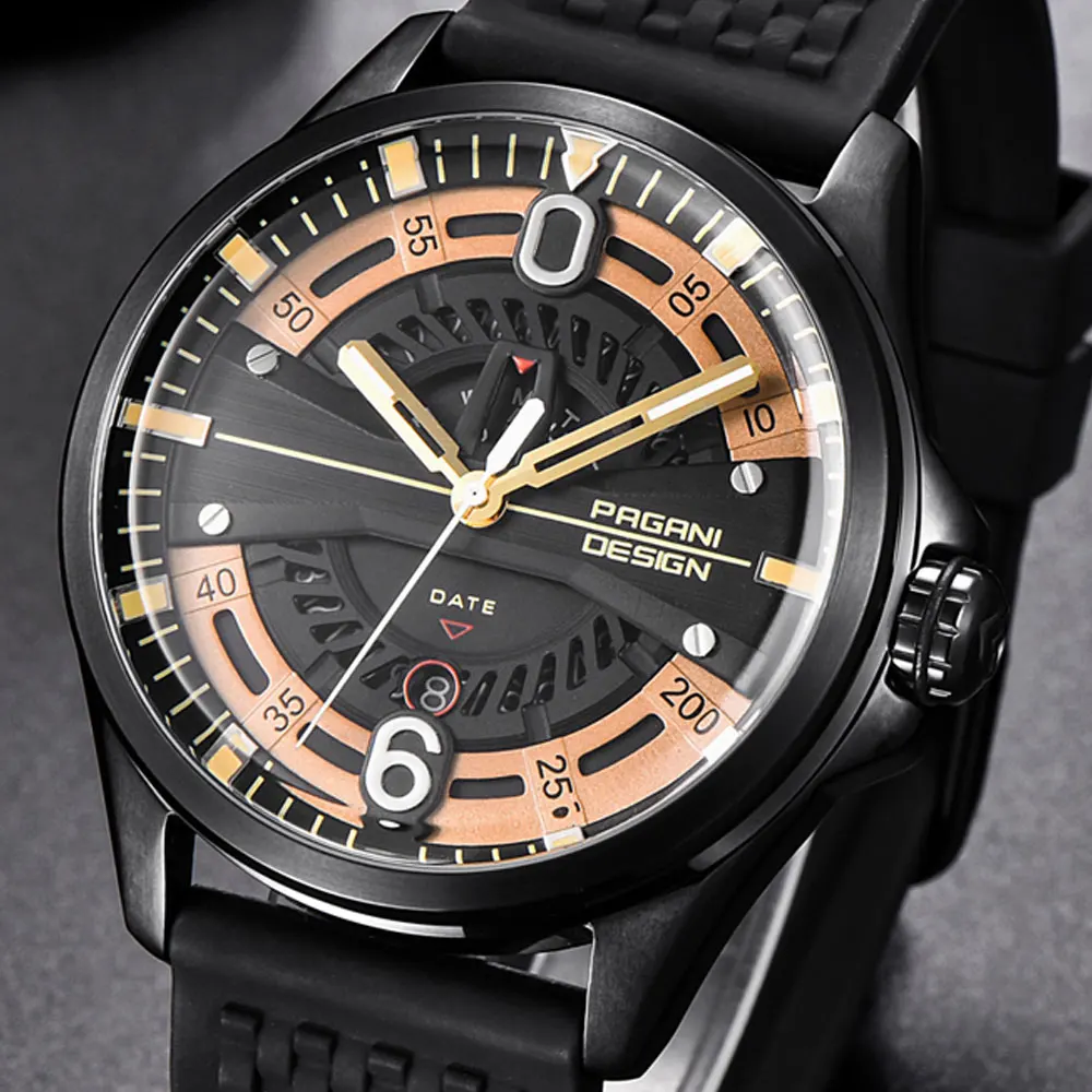 Часы-скелетоны Pagani design Мужские кварцевые модные спортивные с календарем