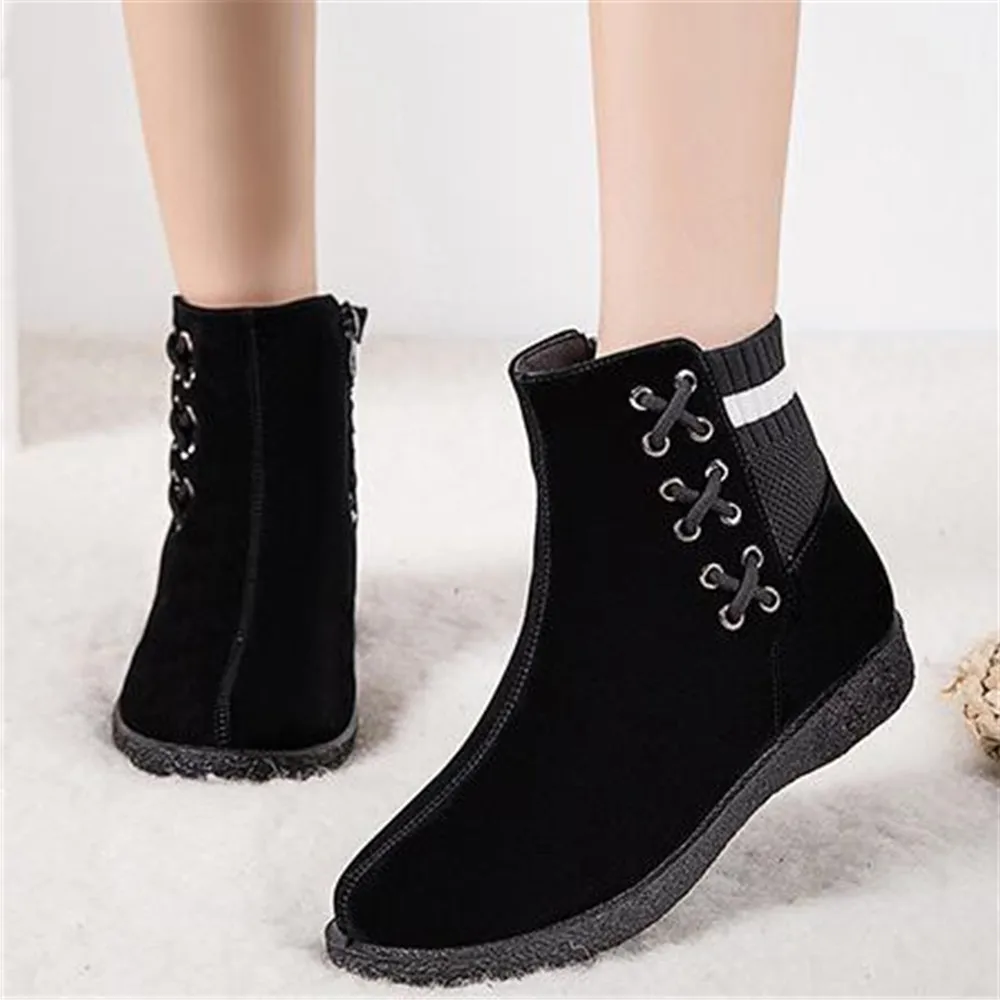 

Women's Short Snow Boots Winter Retro Thick-Soled Ankle Boots Velvet Warm Non-Slip Casual Sneakers Fur Cotton Shoes Botas Mujer