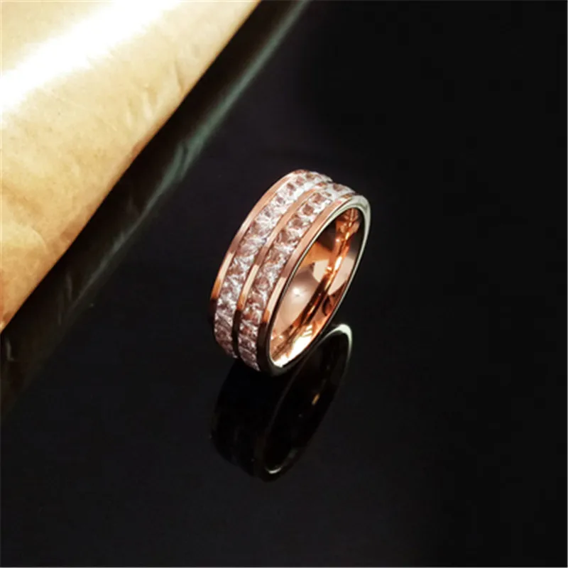 YUN RUO великолепное кольцо с кубическим цирконием свадебное розовое золото модные
