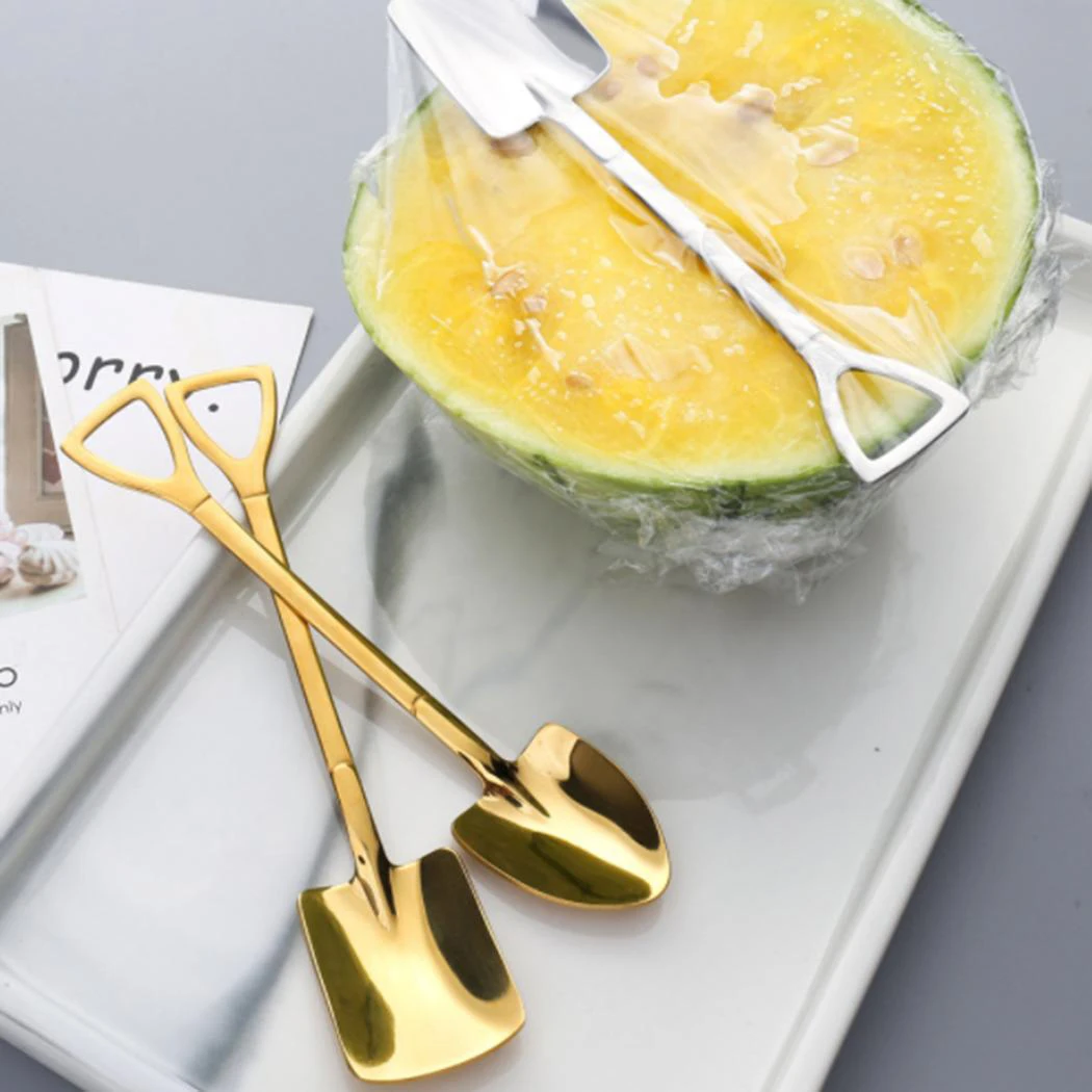 

4Pcs 304 Stainless Steel Shovel Spoon For Coffee Watermelon Jelly Ice Cream Dessert Spoon Creative Tea-spoon Fashion Tableware