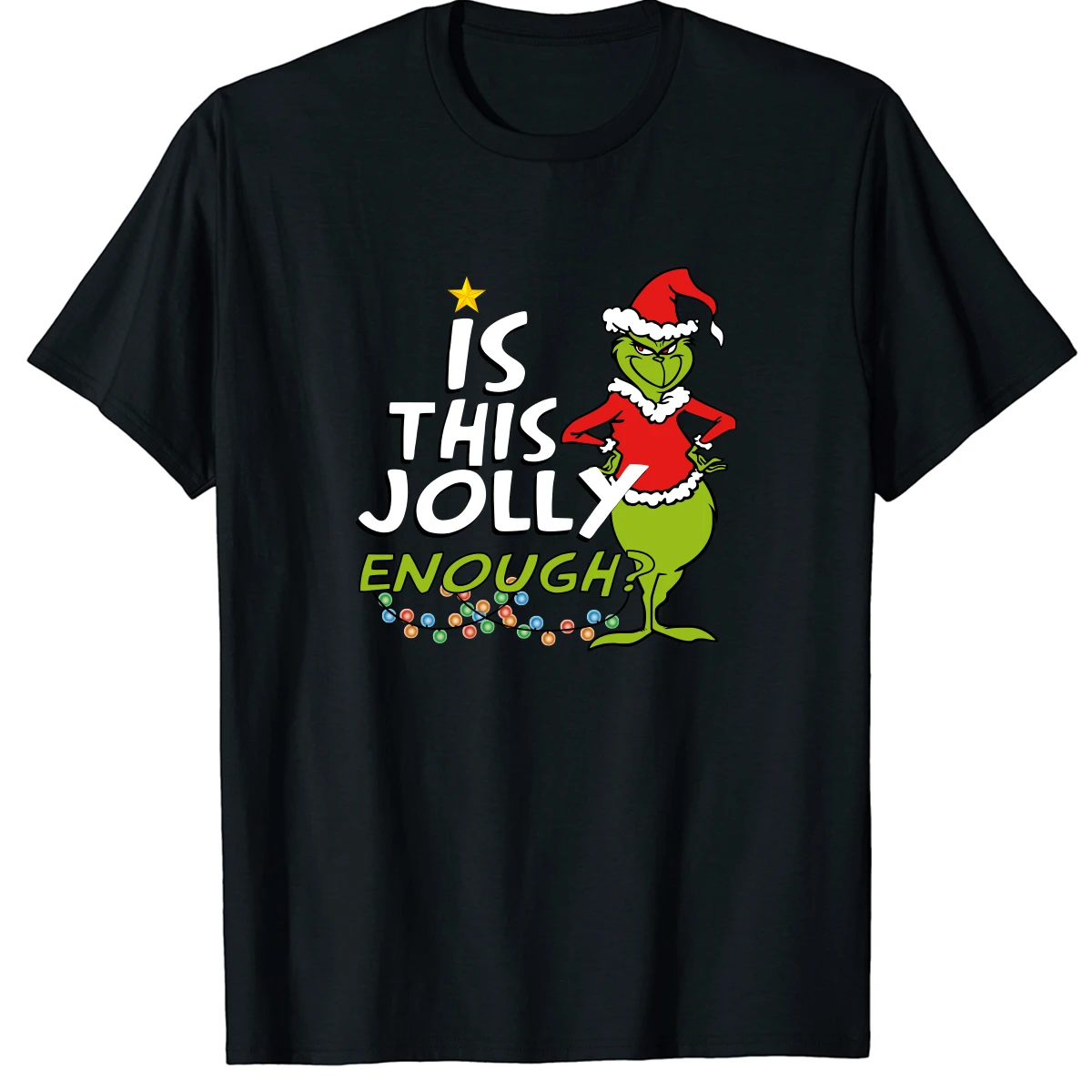 

100% Cotton Is This Jolly Enough Merry Christmas Funny Men's Oversized T-Shirt Women Harajuku Streetwear Kawaii Top Tee Shirt