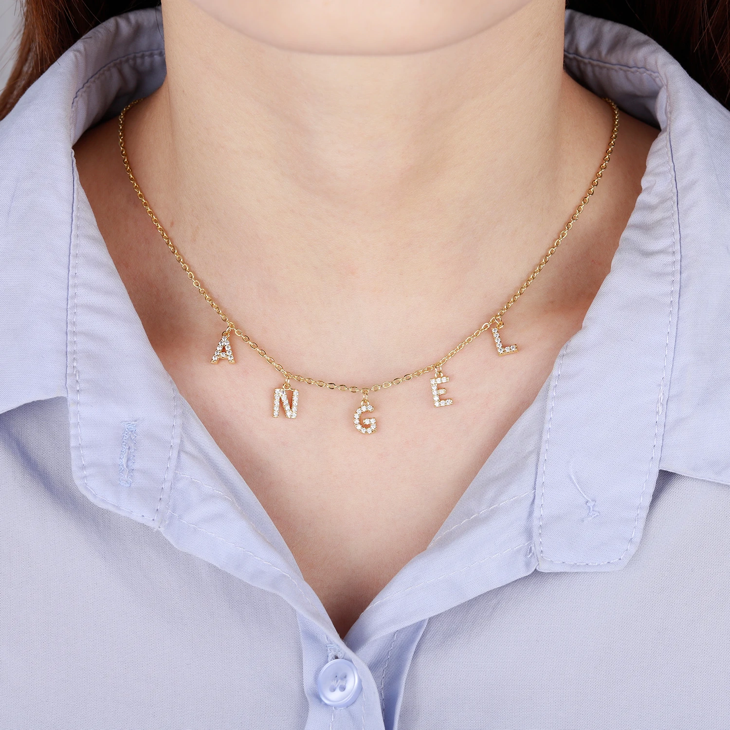 

Pave Custom Name Necklace , Personalized Name Jewelry, Spaced Letters, Silver, Gifts For Her, Diamond Pendant Bridesmaid Gifts