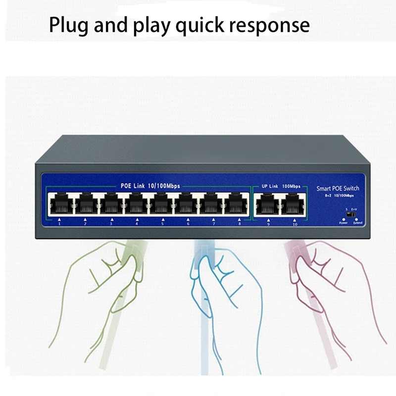48V Network Poe Switch 10-Port Standard 8-Port Power Supply 2 Port Camera Dedicated EU Plug | Компьютеры и офис