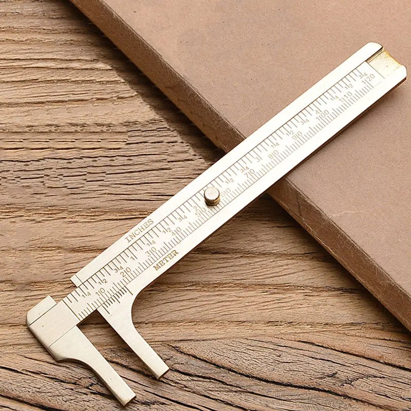 

High quality Mini brass caliper pure copper vernier dual-scale measuring ruler portable retro Measurement Tool Office School