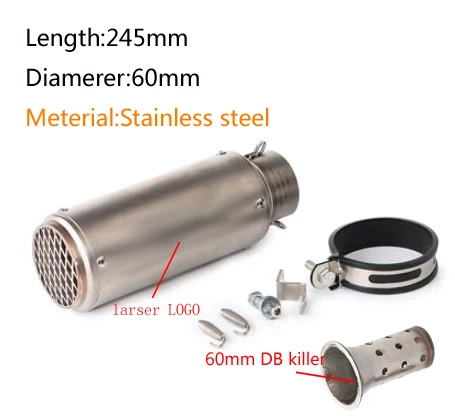 A2-60mm 51 мм/60 мм выхлопная труба мотоцикла с DB killer выхлопная труба мотоцикла глушитель для gp-project выхлопная труба из углеродного волокна - Цвет: A2-60mm