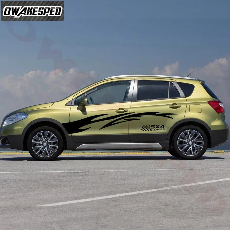 

1 set Car Whole Body Sticker Auto Door Side Vinyl Decals Both Side Sport Stripes Accessories For-Suzuki SX4 S-cross