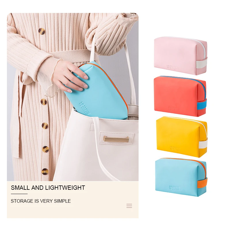 

Women Cosmetic Bag Travel Portable PU Makeup Toiletry Storage Bag Waterproof Zipper Make Up Handbag Organizer Pouch for Girls