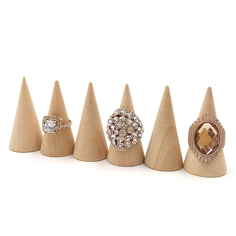 

5Pcs/Set Ring Organizer Wooden Cone Creative Ring Holder Jewelry Display Holder Ring Display Tools Jewelry Storage Supplies