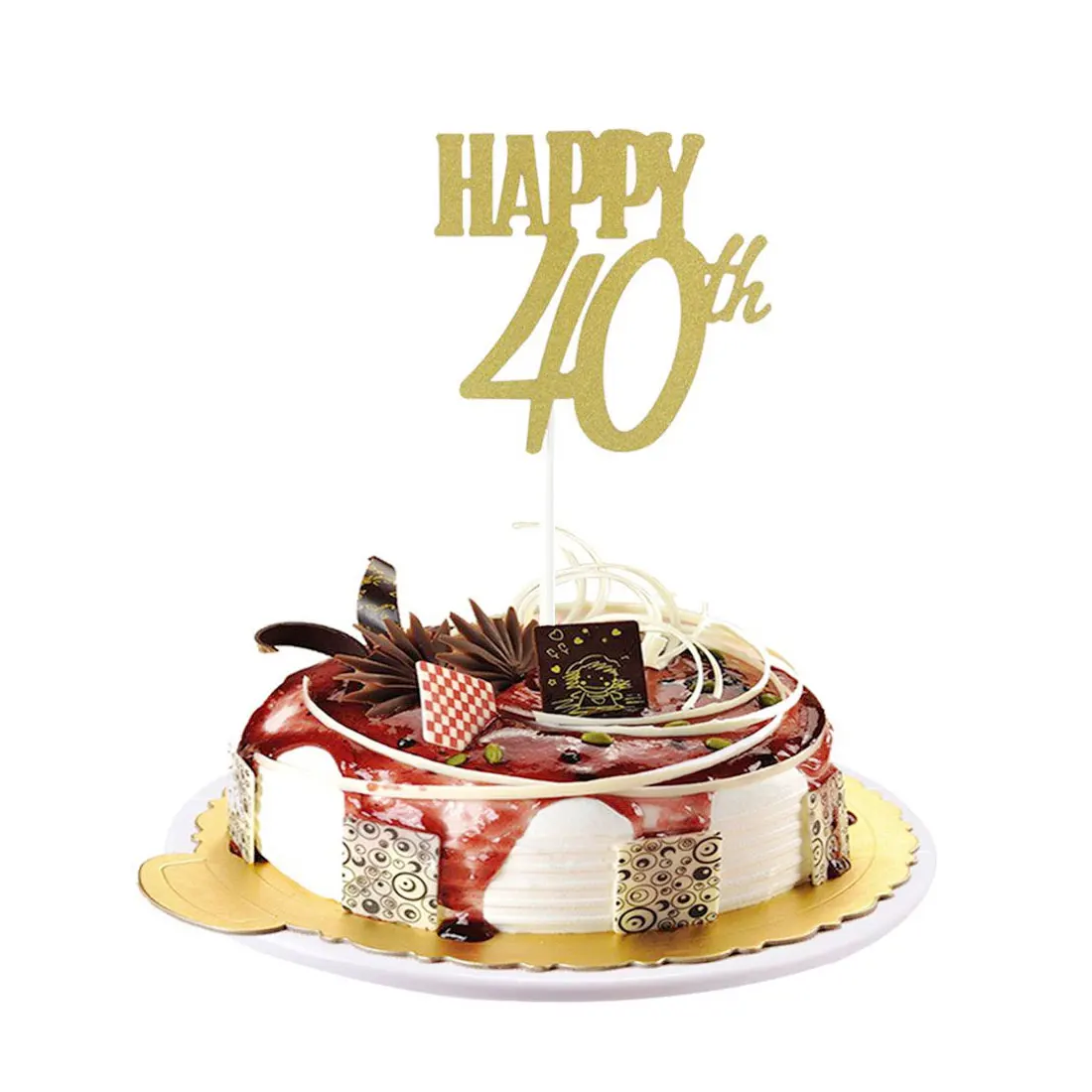 Юбилейный Блестящий Топпер для торта 10th/20th/30th/40th/50th/60th украшения для свадебного торта с днем рождения поставщик