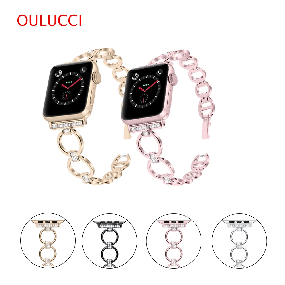 Роскошный металлический ремешок Oulucci с бриллиантами для Apple Watch 4/3/2/1 браслет apple |