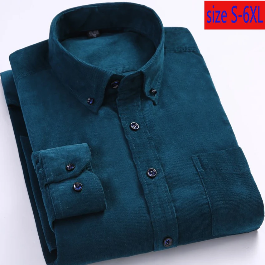 Мужская Вельветовая рубашка из натурального хлопка с длинным рукавом в полоску