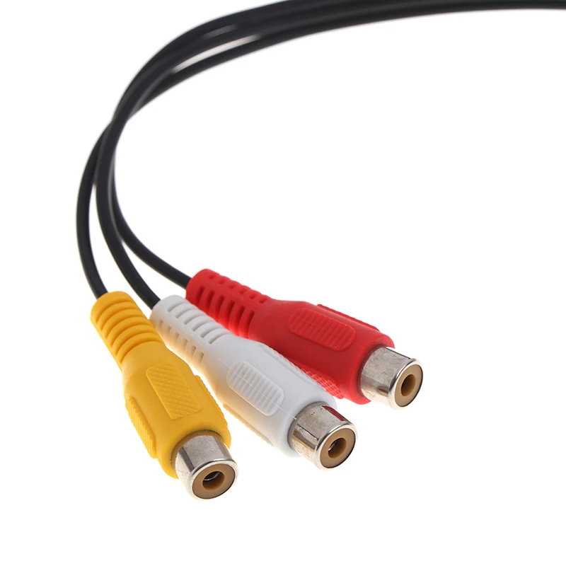 Высокоскоростной 90 градусов 3,5 мм штекер 3 RCA штепсельная розетка переходник аудио конвертер видео av-кабель провод шнур