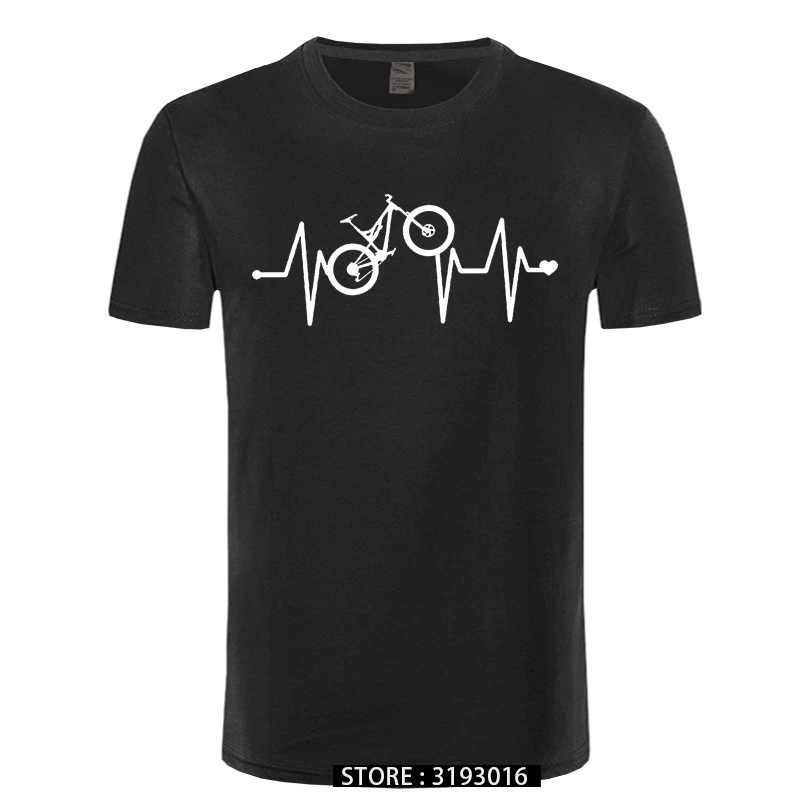 

Mountain Bike Heartbeat Tops T Shirts 2020 New Listing Mens Extended Tshirt Premium Cotton O-Neck Loose Tshirt Hallowmas Shirt