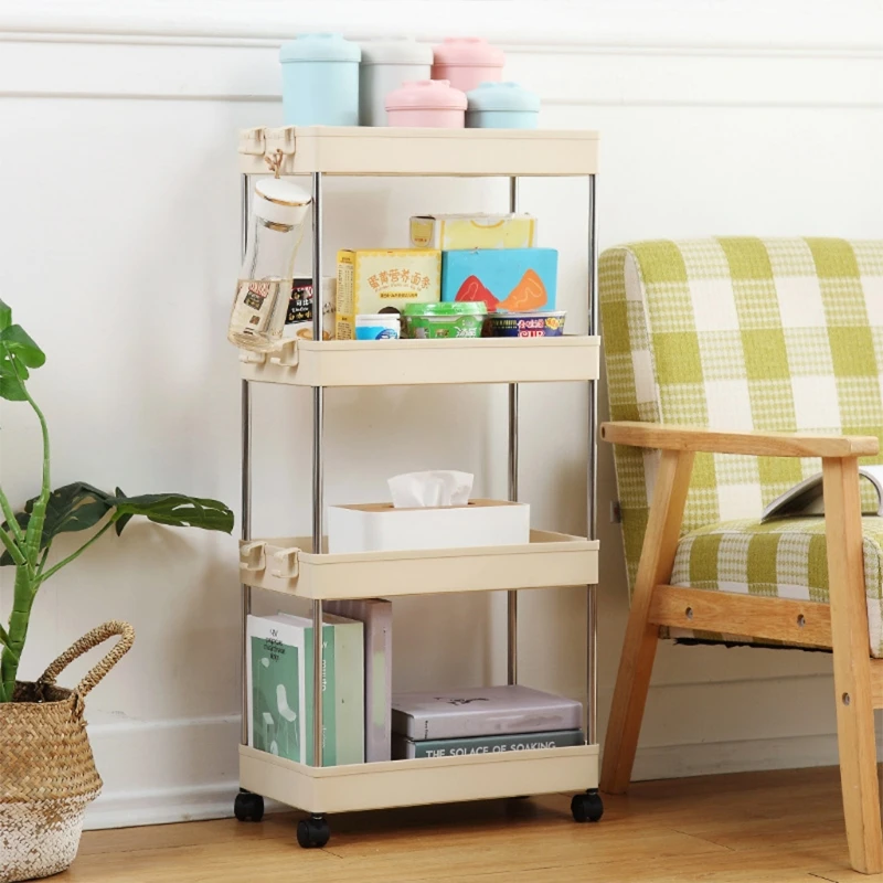 

Punch-Free Floor-Standing Pushable Household Bathroom Shelves