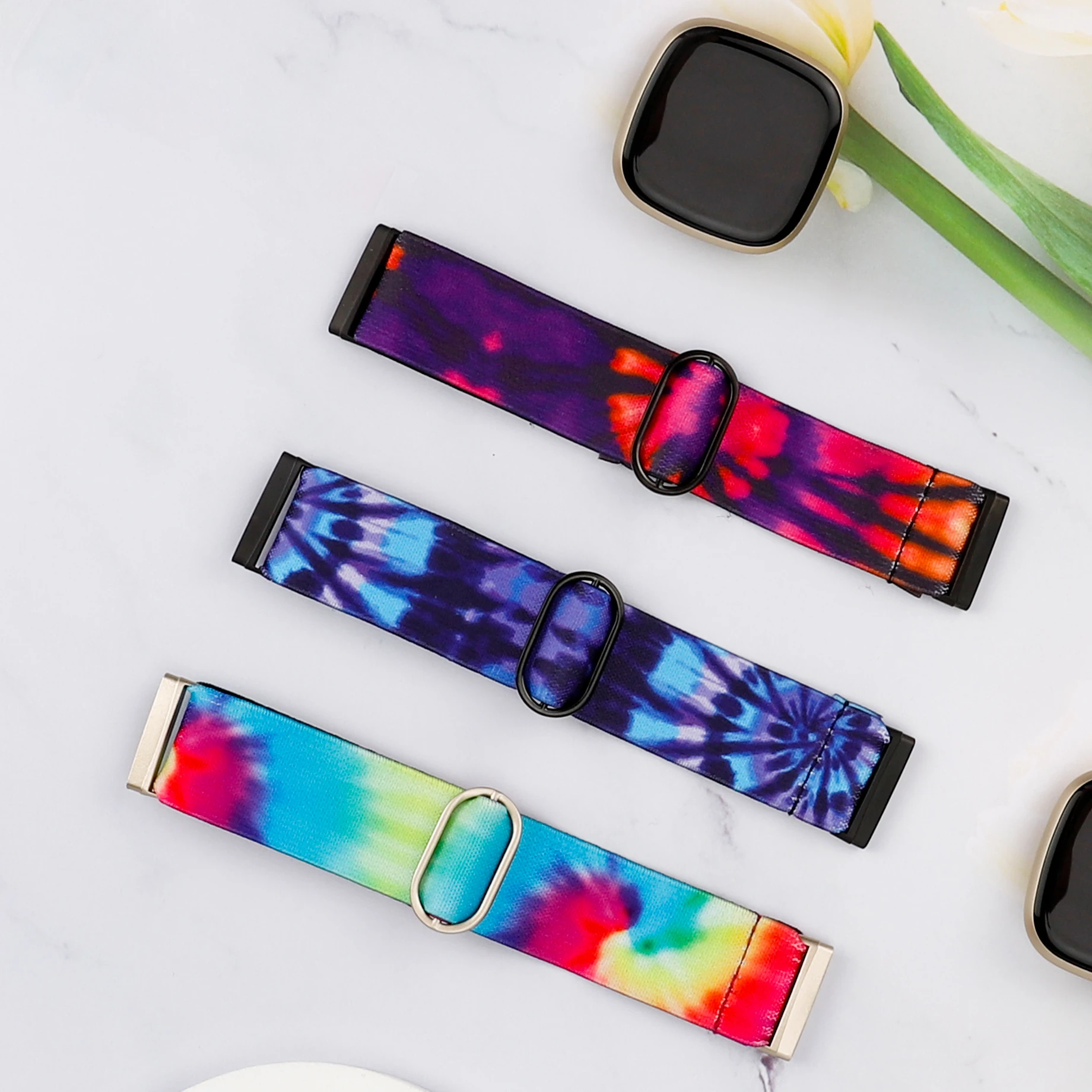 Toyouths Elastic Nylon Loop Watch Strap for Fitbit Versa 3 Band Adjustment Scrunchies Watch Strap Replacement for Fitbit Sense