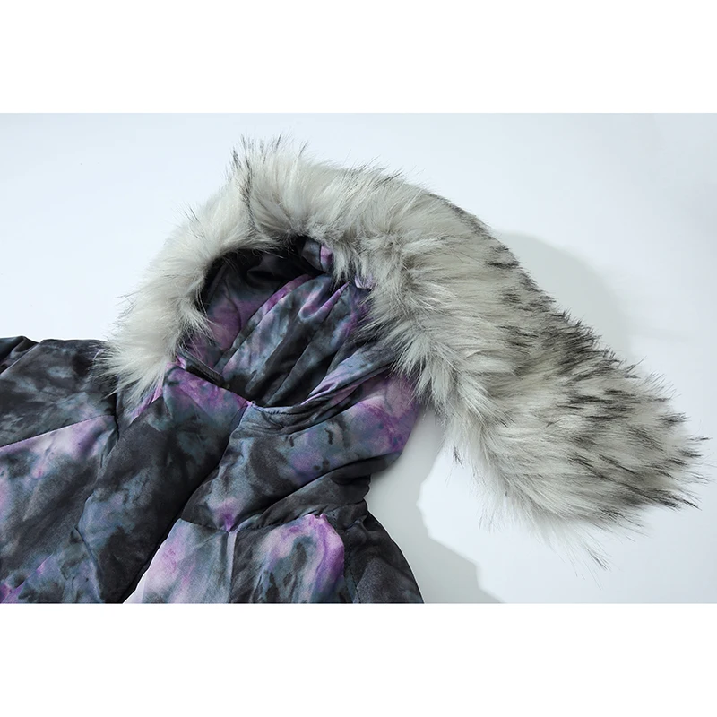 Куртка мужская зимняя со съемным меховым воротником и принтом граффити | Мужская