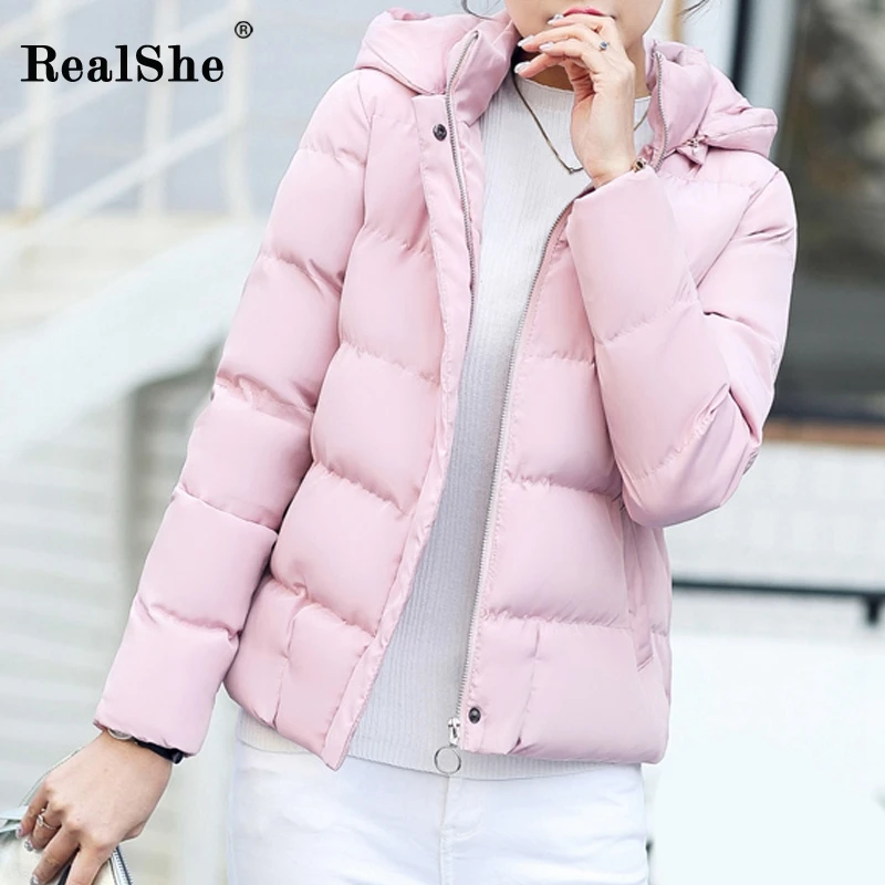 RealShe зимняя женская парка с капюшоном и длинным рукавом буфами женские зимние