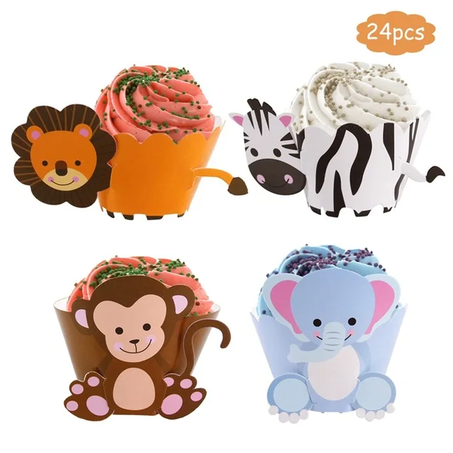 cakecup 24 10 шт. воздушные шары из алюминиевой фольги с мультяшными животными для вечеринки в стиле сафари, украшение для дня рождения, милый воздушный шар, повязка на голову - Цвет: cakecup 24